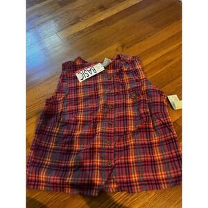 Vintage Simply Basic Women's Plaid Sleeveless Button down Top S NWT 90s Colorful